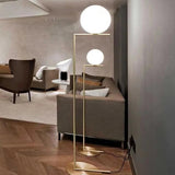 Glass White Globe Statement Floor Lamps for Living Room