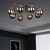 Smoked Industrial Glass Flush Ceiling Lights - Clowas
