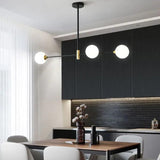 Iron Art Globe Glass Linear Black Chandelier Lamp