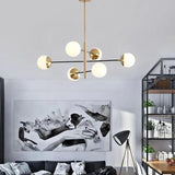 Contemporary Glass Round Chandelier Electroplated Finish