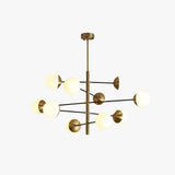 Contemporary Glass Round Chandelier Electroplated Finish