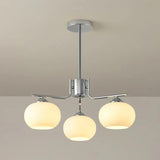 Cream Style Persimmon Glass Brass and Glass Chandelier