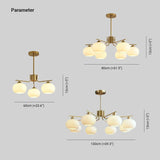 Cream Style Persimmon Glass Brass and Glass Chandelier