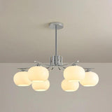 Cream Style Persimmon Glass Brass and Glass Chandelier