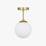 Luxury Round White Glass Semi Flush Ceiling Light for Dining Room
