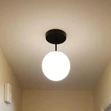 Luxury Round White Glass Semi Flush Ceiling Light for Dining Room