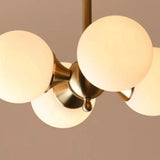 Brass Glass White Globe Ceiling Light for Bedroom