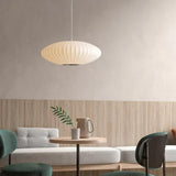 Lantern-Shaped White Fabric Vintage Pendant Light - Clowas
