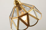 Colored Glass and Antique Brass Pendant Light