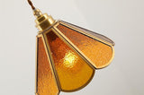 Colored Glass and Antique Brass Pendant Light