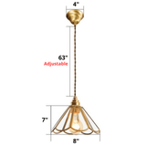 Colored Glass and Antique Brass Pendant Light