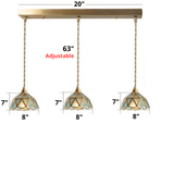 Colored Glass and Antique Brass Pendant Light