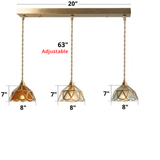 Colored Glass and Antique Brass Pendant Light