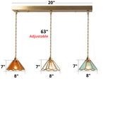 Colored Glass and Antique Brass Pendant Light