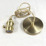 Vintage Green Brass and Glass Pendant Light