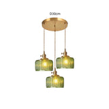 Vintage Green Brass and Glass Pendant Light