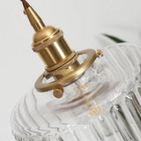 Vintage Green Brass and Glass Pendant Light