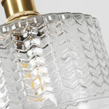 Vintage Green Brass and Glass Pendant Light