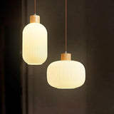 Japanese Style Cream Opal Glass Pendant Light