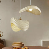 Sleek Wave-Shaped White Dining Room Pendant Light - Clowas