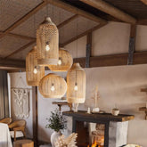 Chinese Zen Rattan Ceiling Light Pendants for Bedroom