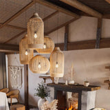 Chinese Zen Rattan Ceiling Light Pendants for Bedroom