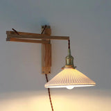 Walnut Glass Vintage Plug in Wall Lights - Clowas