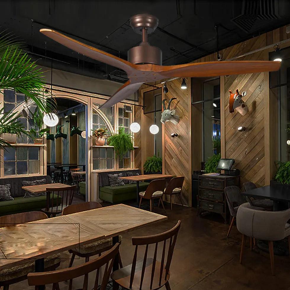 Three-blade wooden vintage dining room fan light - Clowas