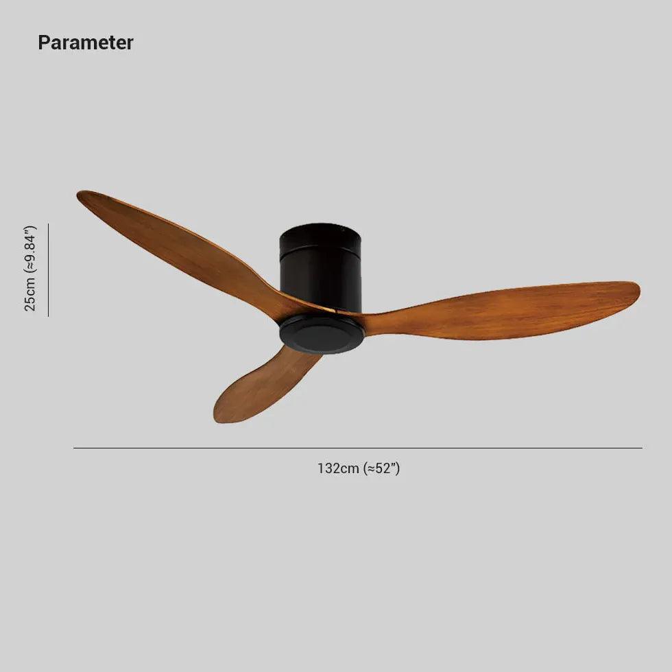 Three-Blade Wood Grain Living Room Ceiling Fan Light - Clowas