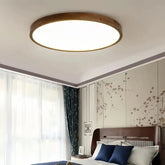 Nordic Wood Flush Ceiling Light for Bedroom, Anti-Glare
