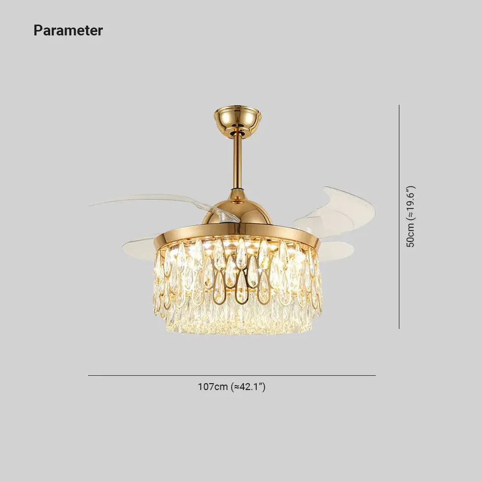 Water Drop Crystal Ceiling Fan with Light - Clowas