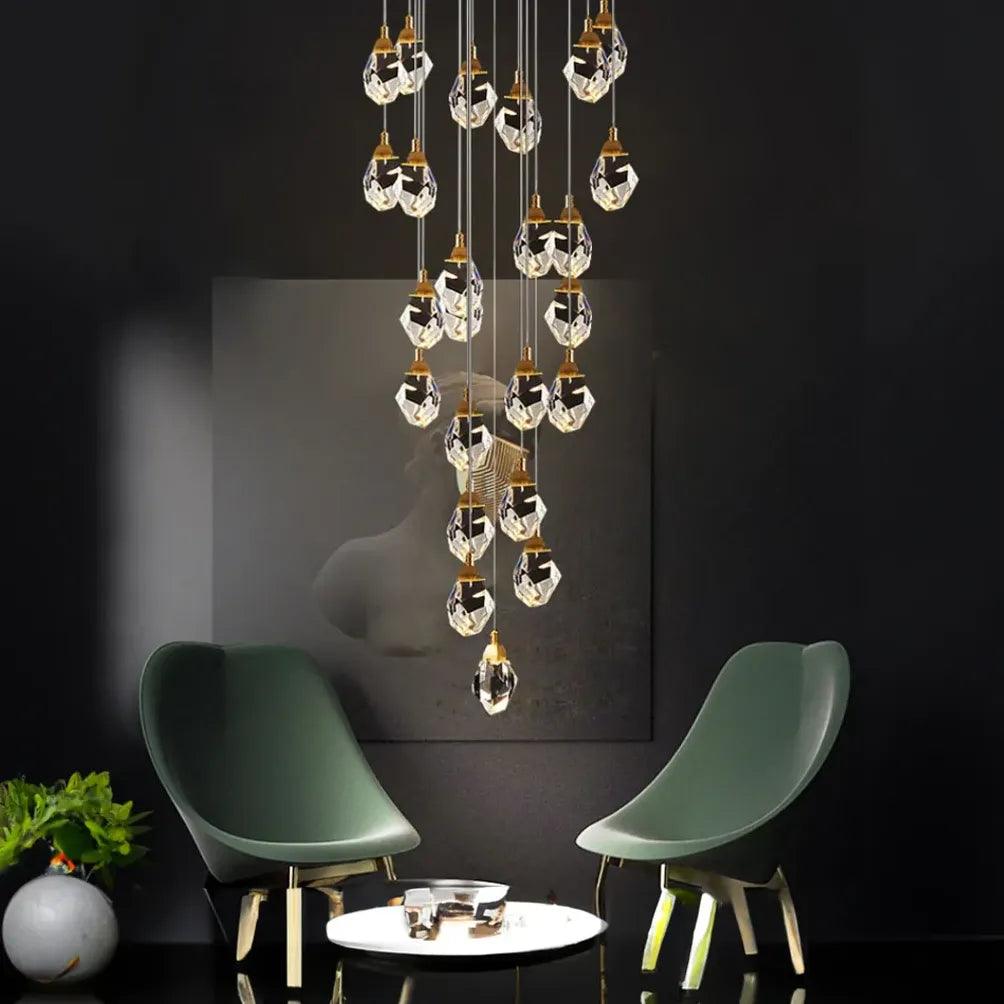 Water Drop Glass Gold Pendant Light - Clowas