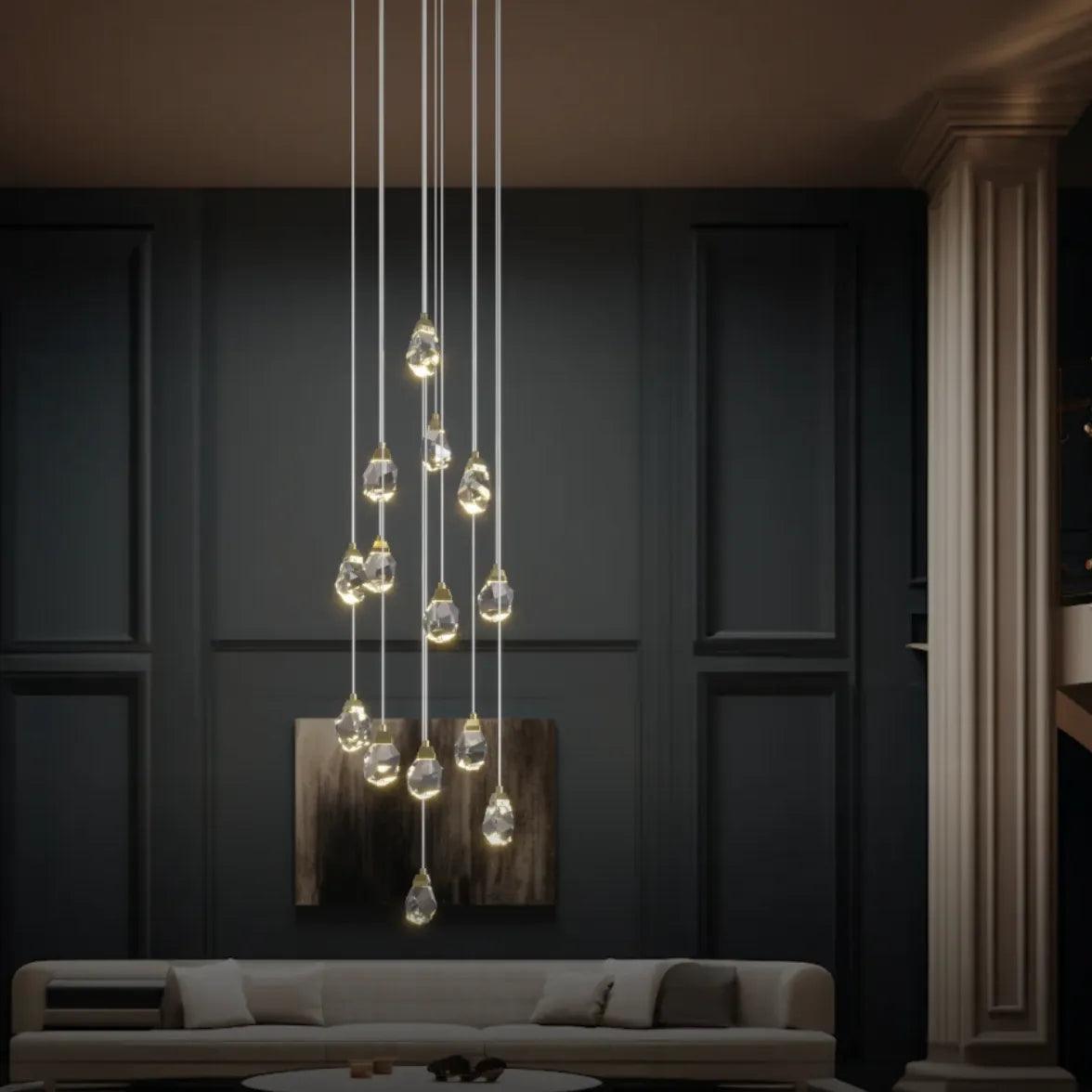 Water Drop Glass Gold Pendant Light - Clowas