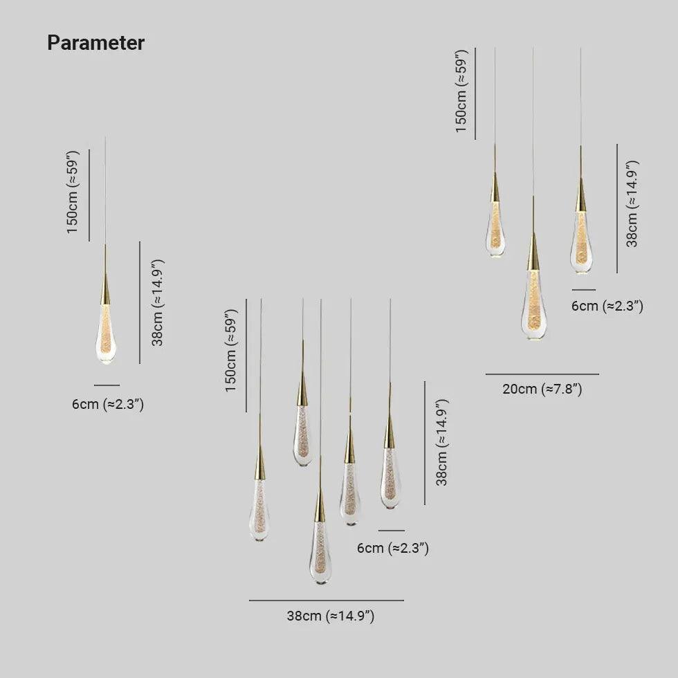 Water Droplet Linearity Gold Kitchen Pendant Light - Clowas