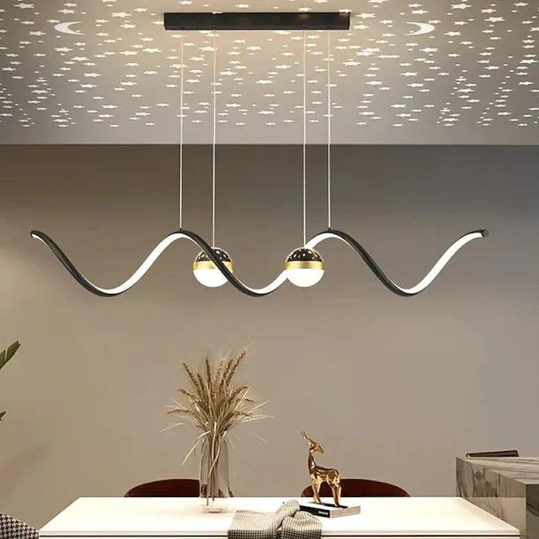 Wavy Spherical Shape Modern Dining Room Pendant Light - Clowas
