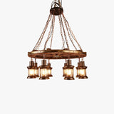 Wheel-shaped Wooden Industrial Pendant Light - Clowas