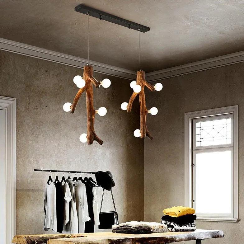 White Ball on Tree Trunk LED Chandelier - Clowas