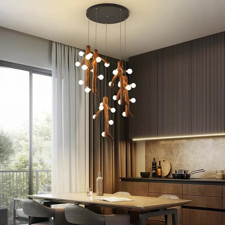 White Ball on Tree Trunk LED Chandelier - Clowas