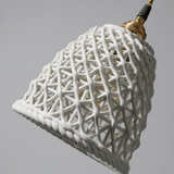 White Modern Pendant Light Grid Ceramic Design