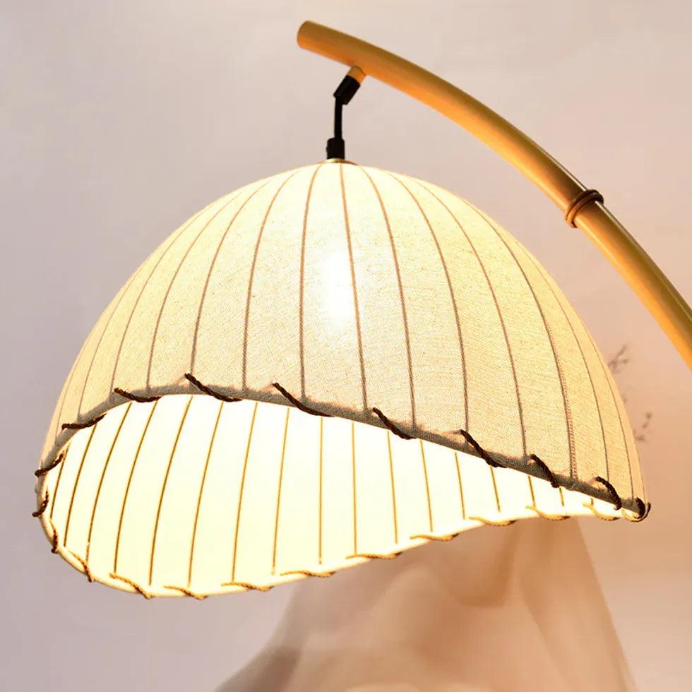 White Curved Fabric Retro Floor Lamp - Clowas