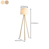 White Cylindrical Wooden Tripod Floor Lamp - Clowas