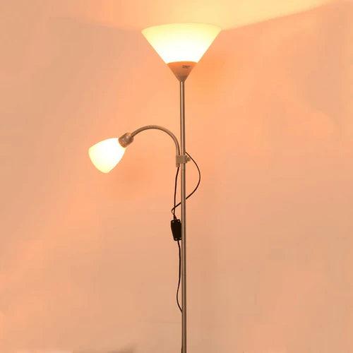 White Dual-Light Upright Plug-In Floor Lamp - Clowas