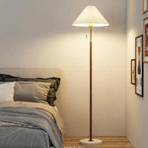 White Pleated Cone-Shaped Long Pole Floor Lamp - Clowas