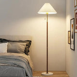 White Pleated Cone-Shaped Long Pole Floor Lamp - Clowas
