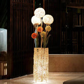 White Retro Rattan Woven Floor Lamp - Clowas