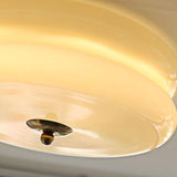 Cream Round Glass Ceiling Light for Bedroom