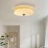 Cream Round Glass Ceiling Light for Bedroom