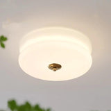 Cream Round Glass Ceiling Light for Bedroom