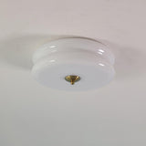 Cream Round Glass Ceiling Light for Bedroom