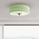 Cream Round Glass Ceiling Light for Bedroom
